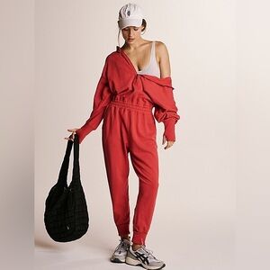 FREE PEOPLE MOVEMENT Training Day Jumpsuit; red heather, Large NWOT
FP sweatsuit